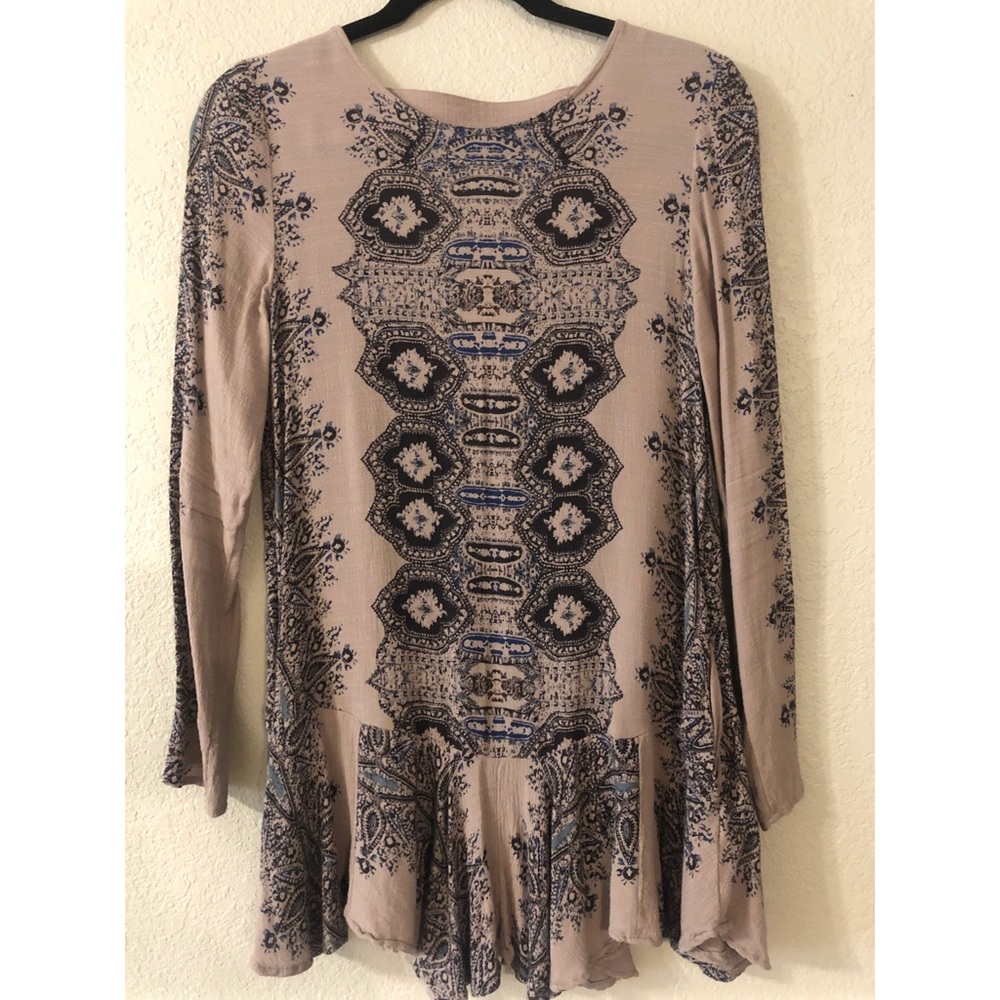 Free People long sleeve tunic/top taupe color